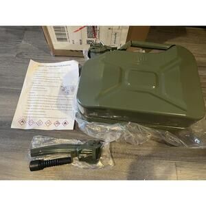 10L Military Style Green Metal Jerry Can with Spout - Open Box